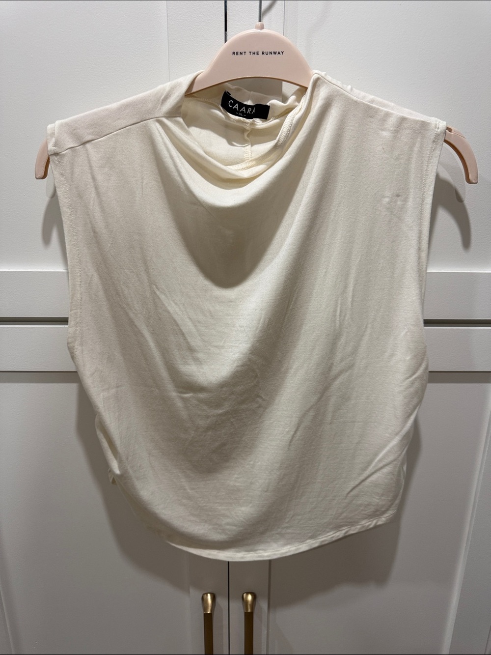 Few Moda Cream Draped Neck Sleeveless Top